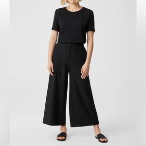 Washable Stretch Crepe Wide Leg Cropped Pant with Pockets